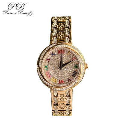 Women's Quartz Watch – Floral Geometric Dial