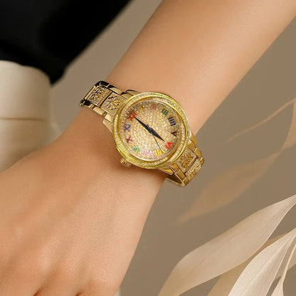 Women's Quartz Watch – Floral Geometric Dial