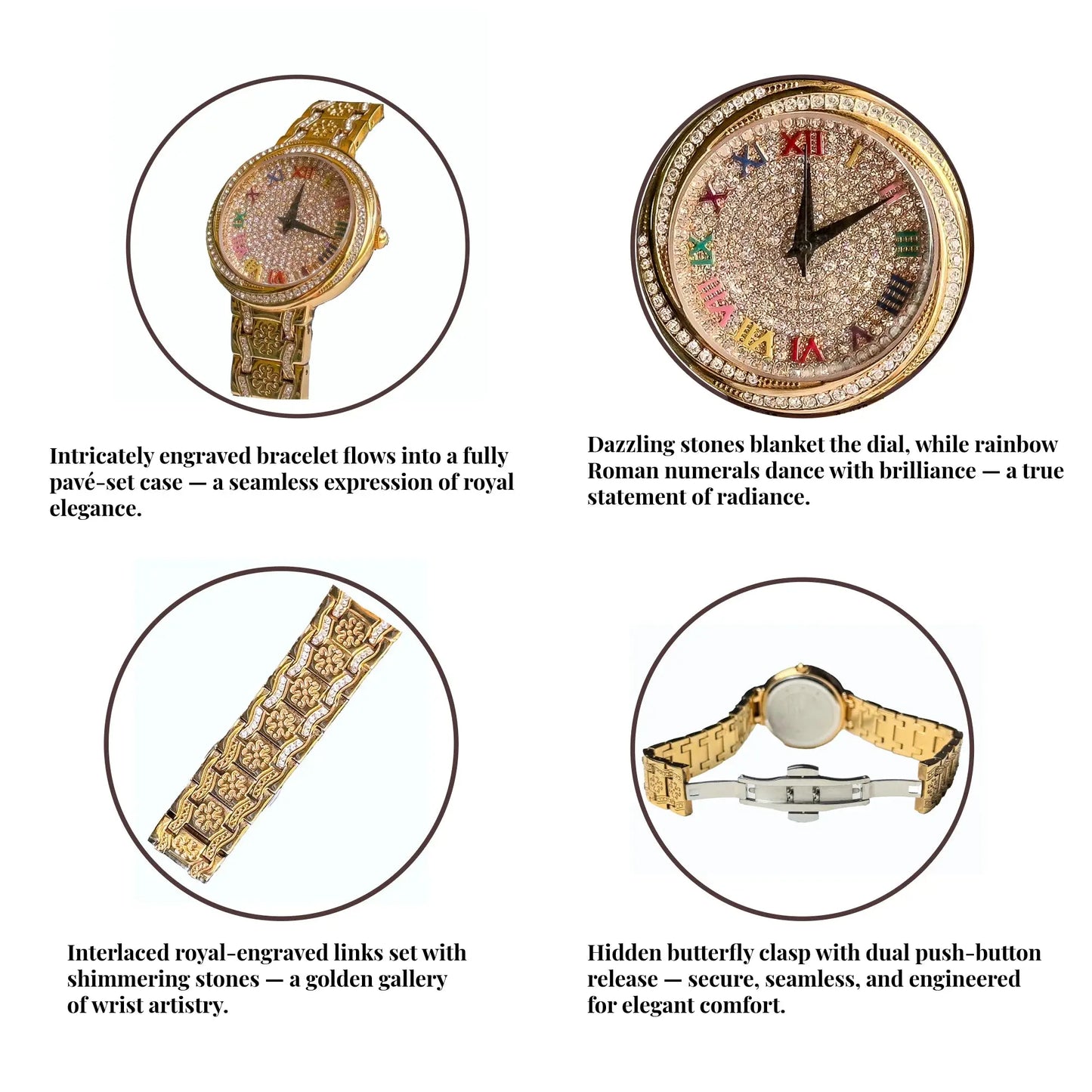 Women's Quartz Watch – Floral Geometric Dial