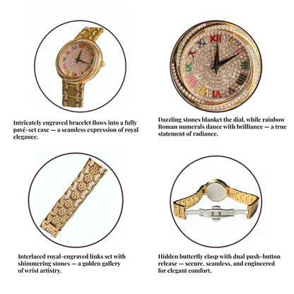 Women's Quartz Watch – Floral Geometric Dial