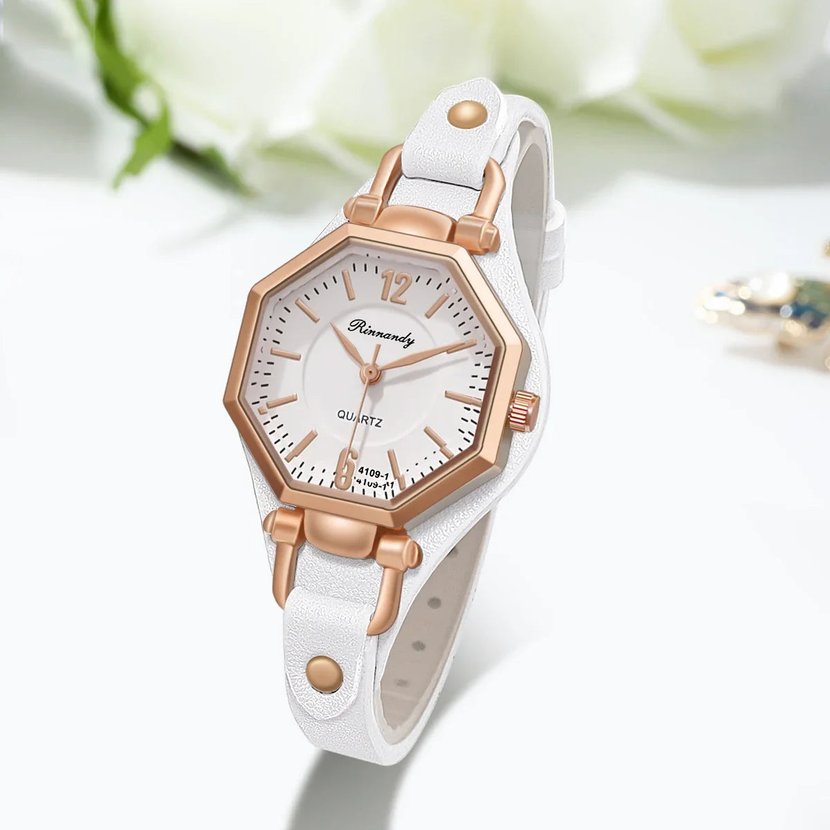 Montre Femme Hexagone Quartz – Bracelet Cuir | Design Unique | Style Fashion & Casual