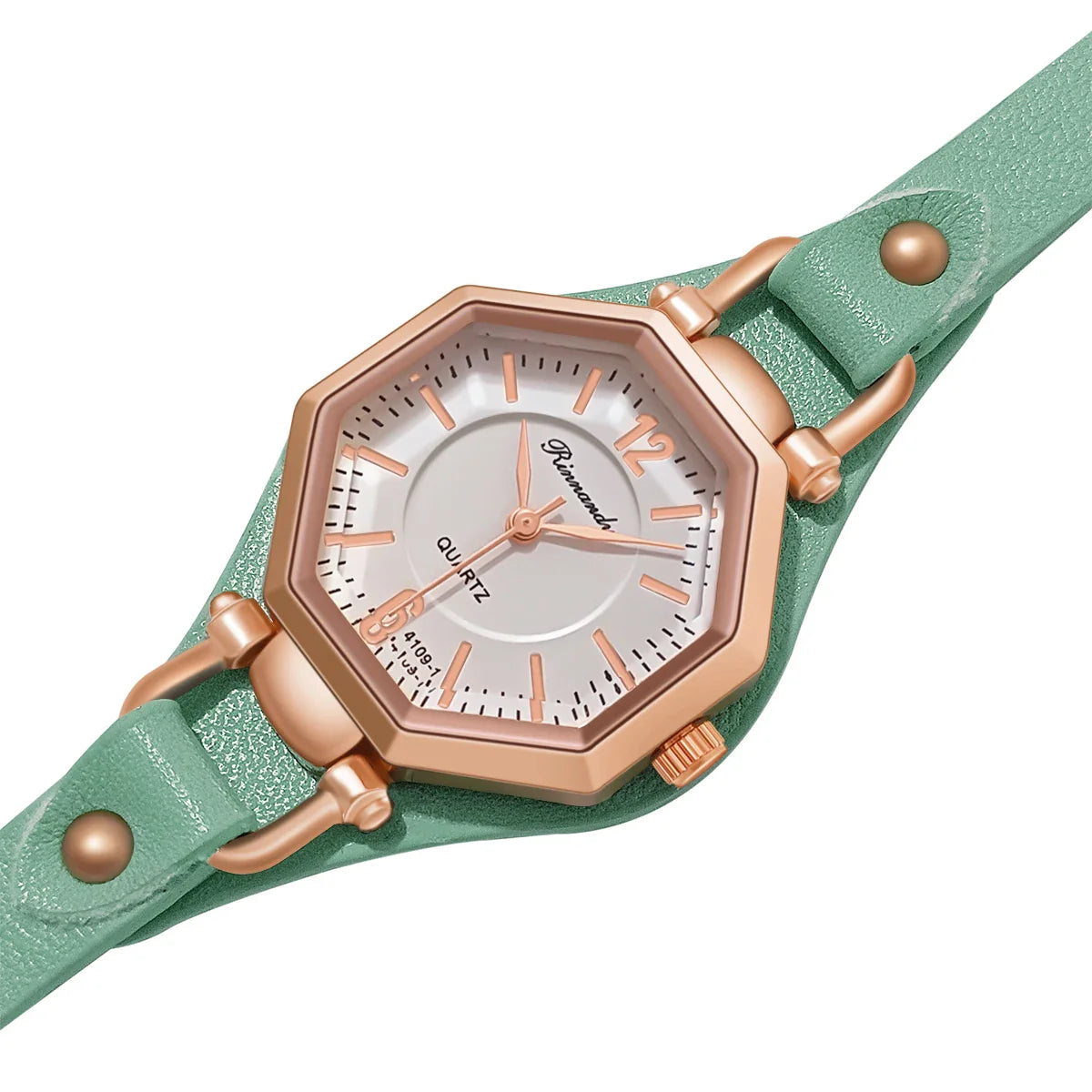 Montre Femme Hexagone Quartz – Bracelet Cuir | Design Unique | Style Fashion & Casual