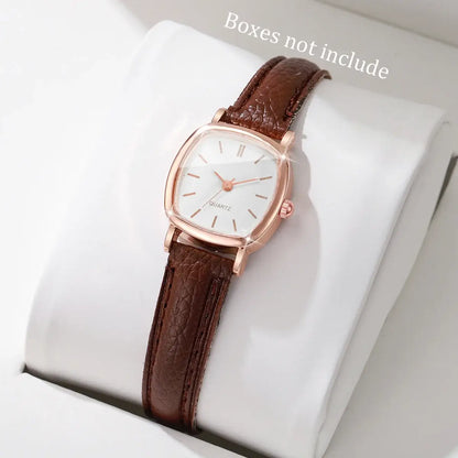 Montre Femme Quartz – Bracelet Cuir, Cadran 23mm, Style Fashion & Casual