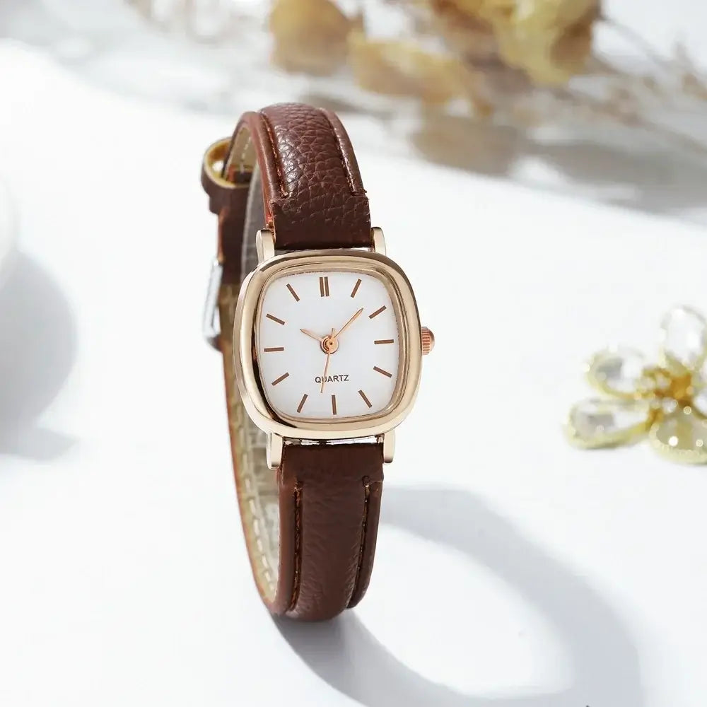 Montre Femme Quartz – Bracelet Cuir, Cadran 23mm, Style Fashion & Casual