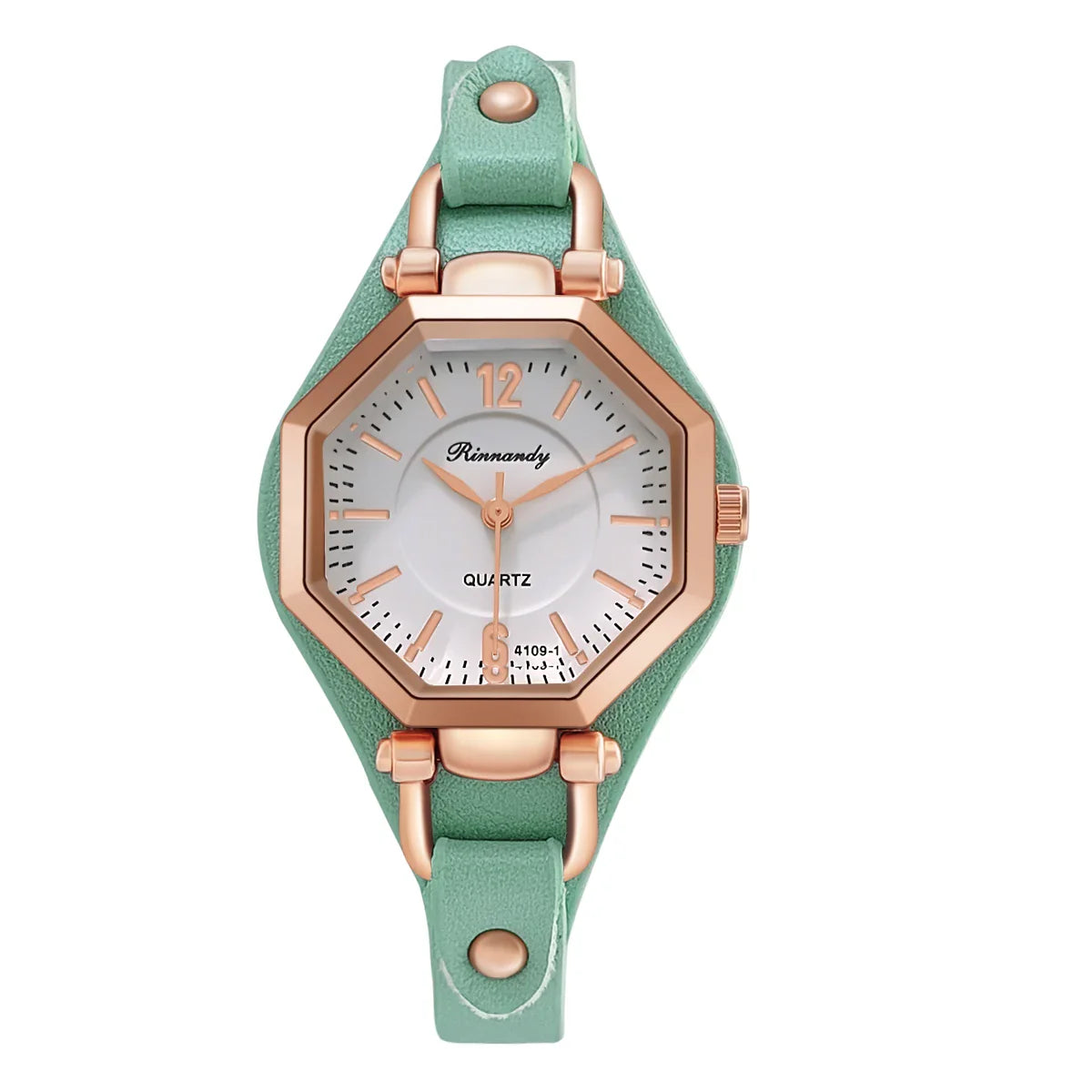 Montre Femme Hexagone Quartz – Bracelet Cuir | Design Unique | Style Fashion & Casual