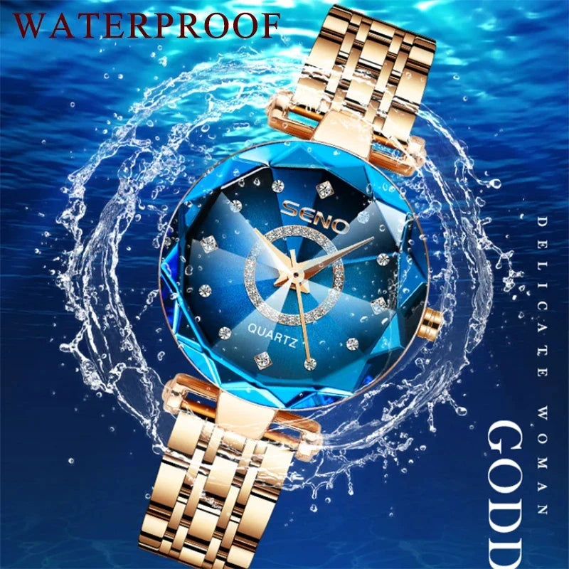 Women Crystal Watch Luxury Rose Gold Bracelet
