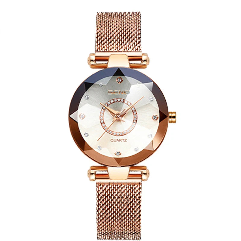 Women Crystal Watch Luxury Rose Gold Bracelet