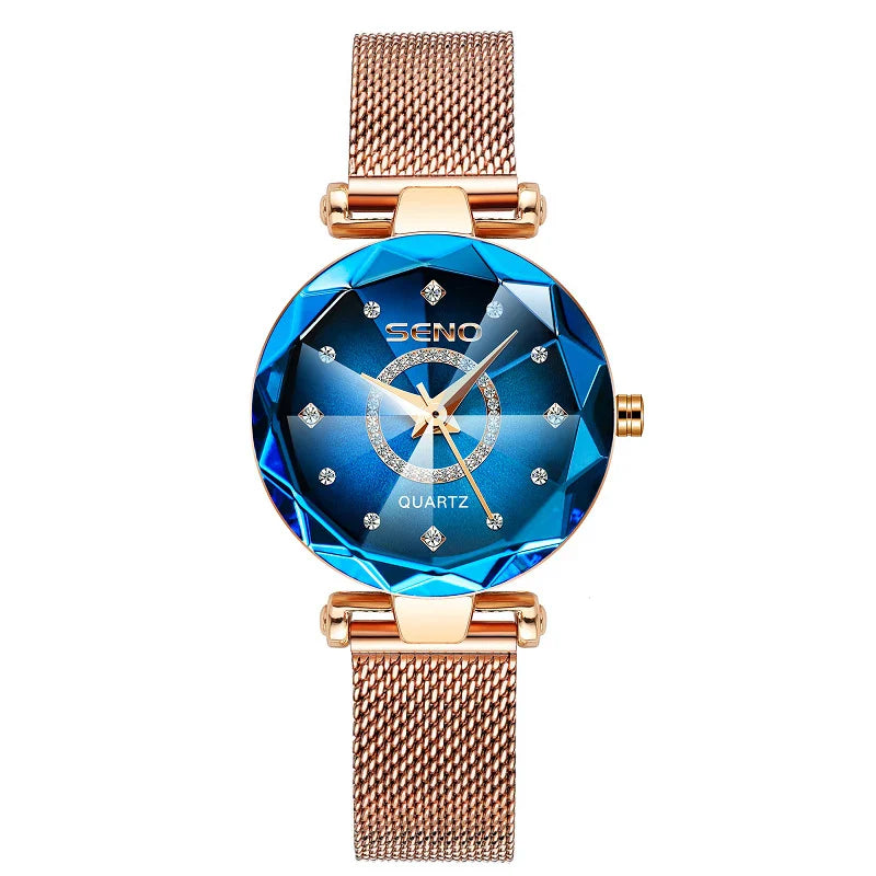 Women Crystal Watch Luxury Rose Gold Bracelet