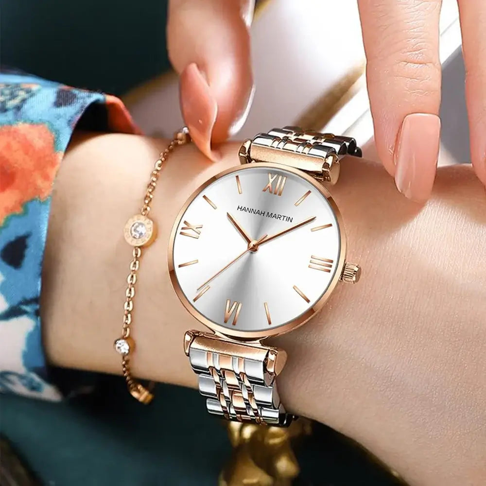 Montre Femme Luxe Quartz – Acier Inoxydable, Multicolore, Anti-Magnétique