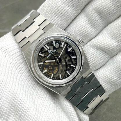 Automatic Watch Men Case Sapphire Transparent Wristwatch