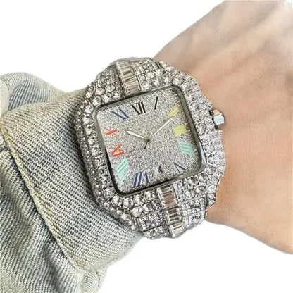 Montre Homme Diamond Luxe – Boîtier Tungstène, Bracelet Silicone, Étanche