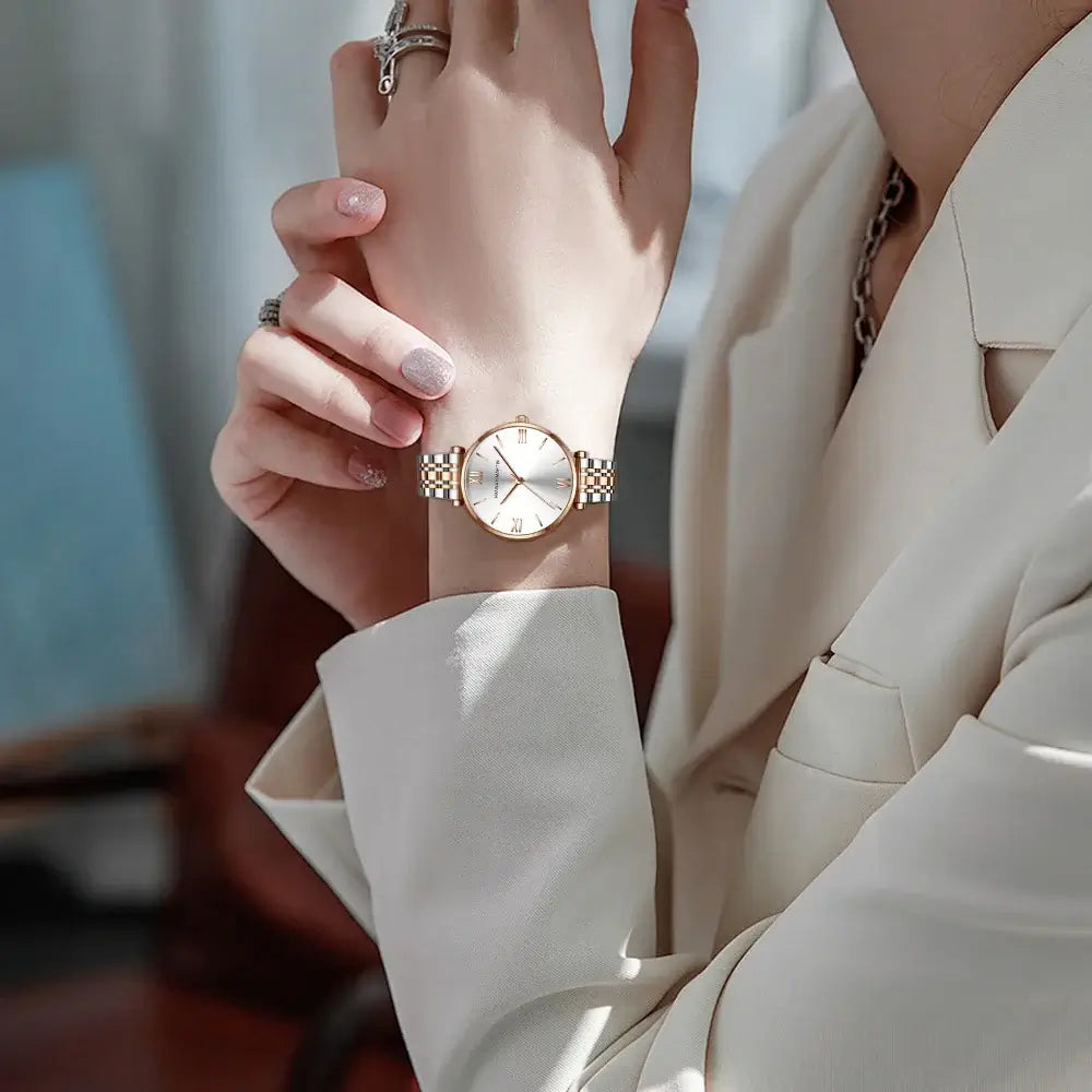 Montre Femme Luxe Quartz – Acier Inoxydable, Multicolore, Anti-Magnétique