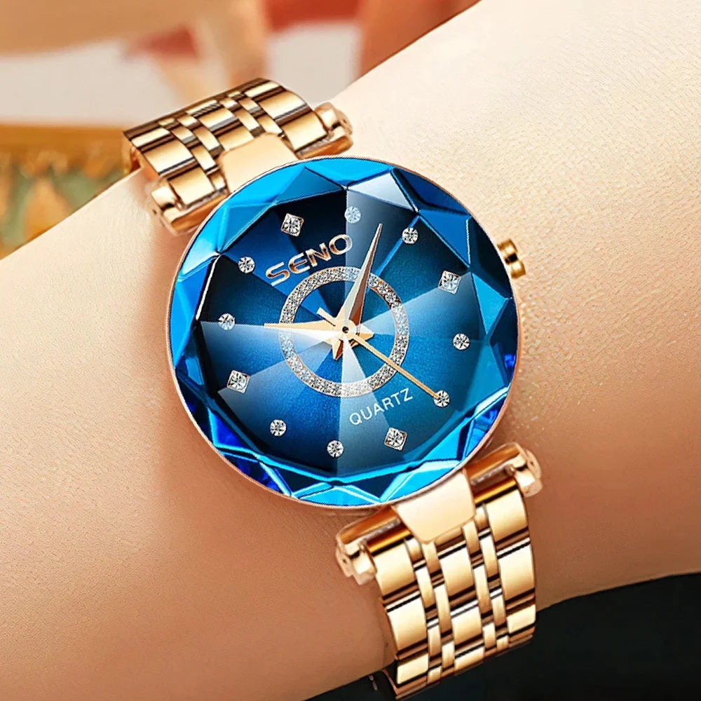 Women Crystal Watch Luxury Rose Gold Bracelet